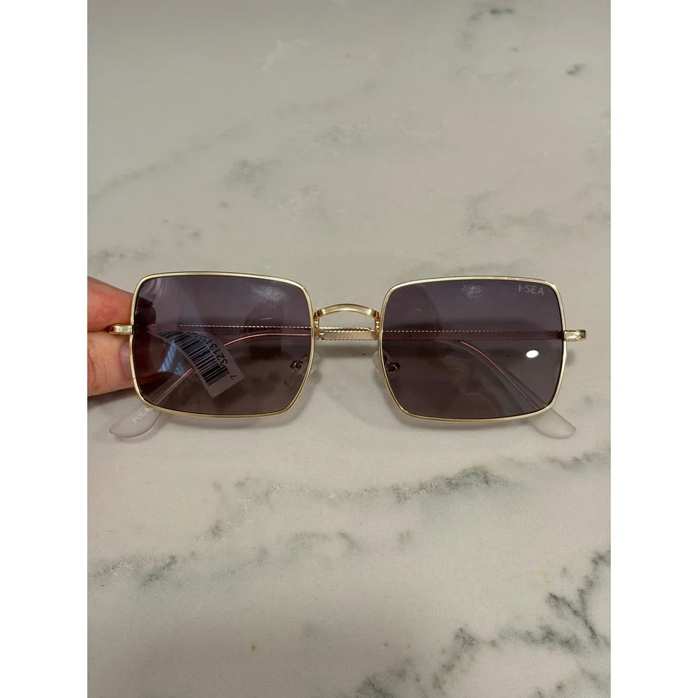 I-SEA Sublime Gold Purple Gradient Rectangular Sunglasses‎ Womens NEW